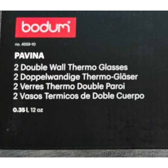 Bodum Pavina 2-Double Wall Thermo Glasses 4558-10 - 12 OZ Clear NEW - Picture 2 of 4